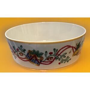 Block Spal Whimsy Christmas Coupe Cereal Bowl 5-7/8" Made in Portugal 1992 EUC